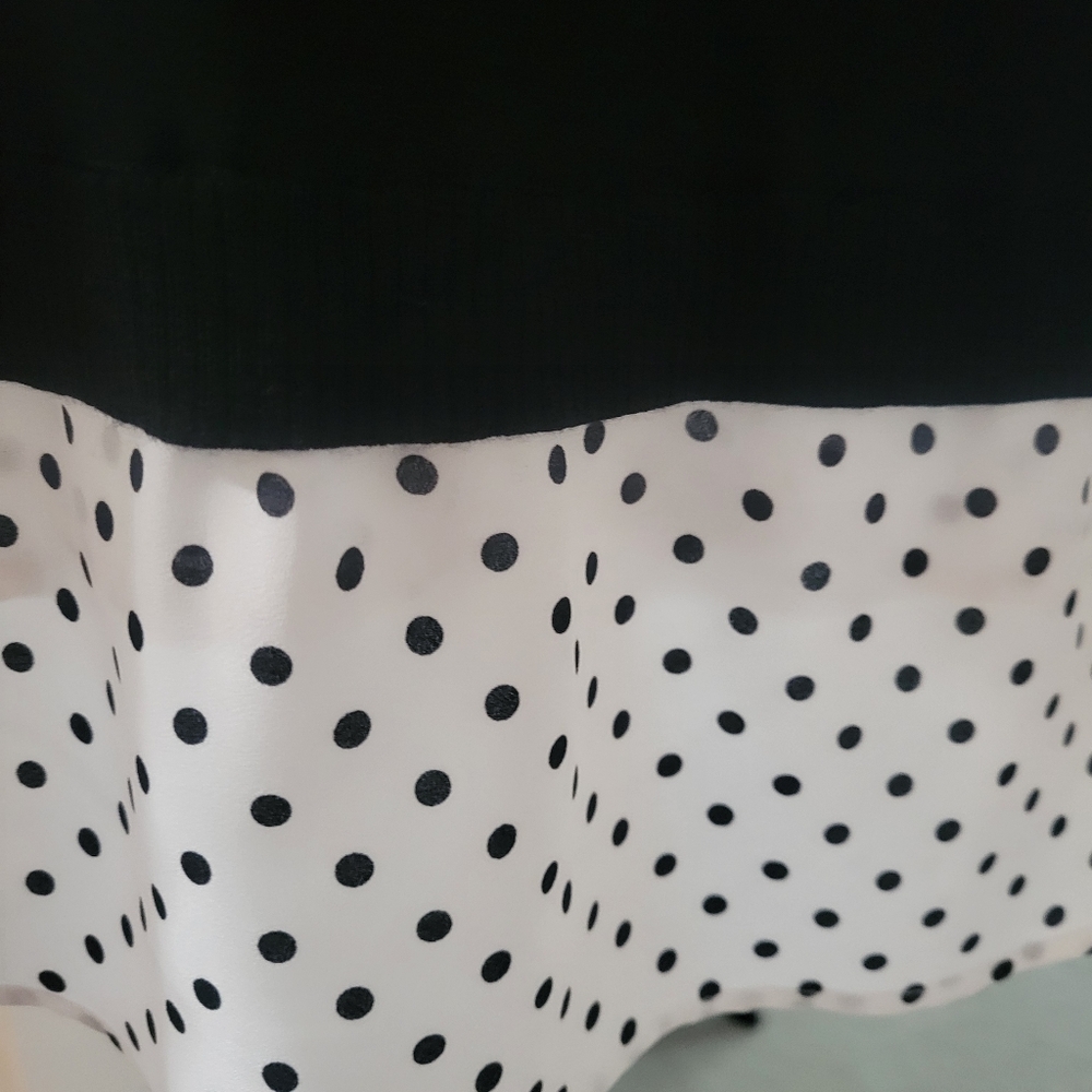 Adrianna Papell Black Sweater Top with Polka Dot Accents - Picture 4 of 8